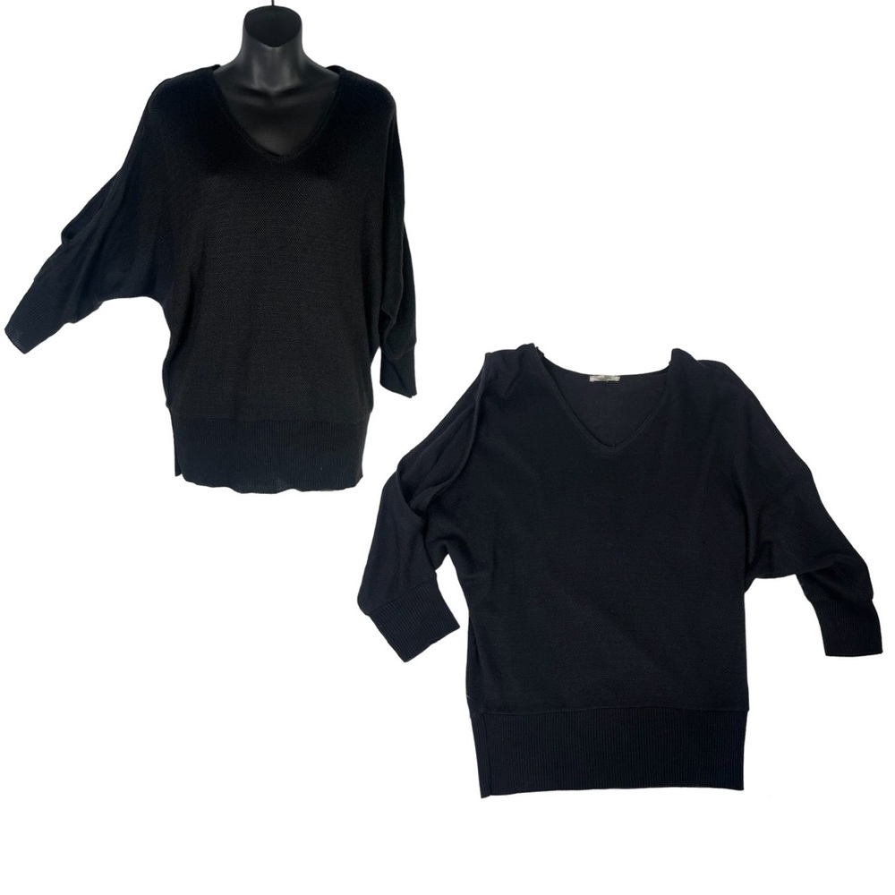 Maurices Cold Shoulder Black Open Shoulder Quarter Length Sleeve Sweater Small